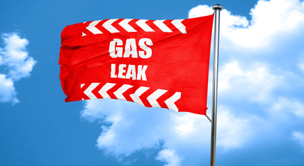 Gas leak background, 3D rendering, a red waving flag