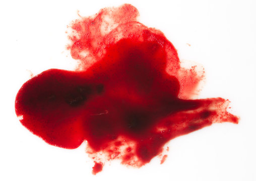 smeared red blood on white background