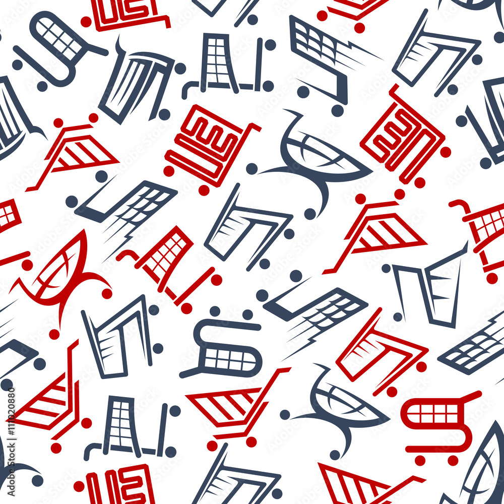 Poster seamless shopping carts and trolleys pattern