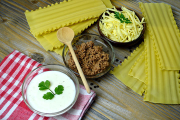 Homemade lasagna ingredients
