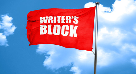 writer's block, 3D rendering, a red waving flag