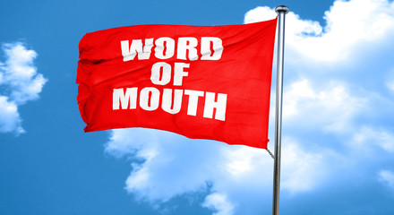 word of mouth, 3D rendering, a red waving flag