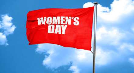 women's day, 3D rendering, a red waving flag