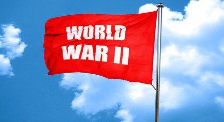World war 2 background, 3D rendering, a red waving flag