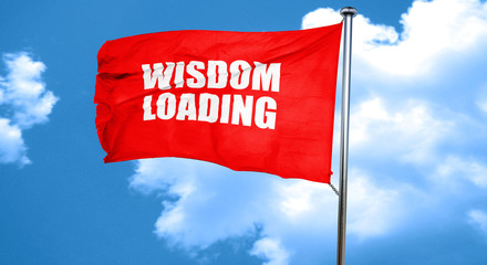 wisdom loading, 3D rendering, a red waving flag