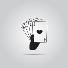 playing cards in hand. Vector icon