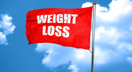 weight loss, 3D rendering, a red waving flag