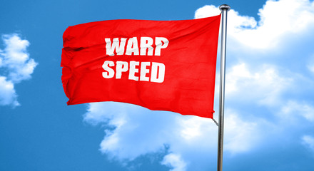 warp speed, 3D rendering, a red waving flag