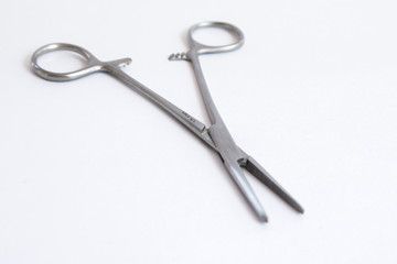 surgical instruments and tools including , forceps and tweezers White background