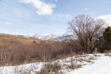 snow-capped mountains of the Tian Shan in winter