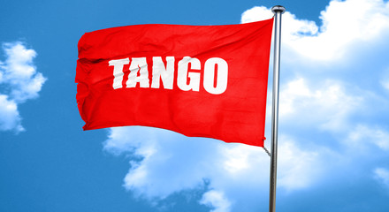 tango dance, 3D rendering, a red waving flag