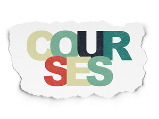 Education concept: Courses on Torn Paper background