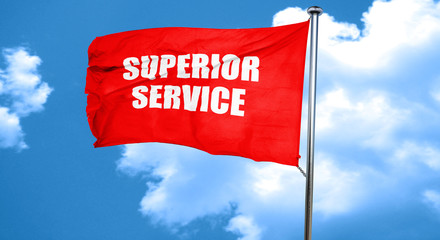 superior service, 3D rendering, a red waving flag