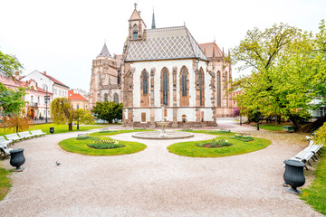 Fototapeta na wymiar Central square with saint Elizabeth cathedral in Kosice city, Slovakia