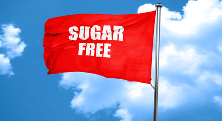 sugar free sign, 3D rendering, a red waving flag