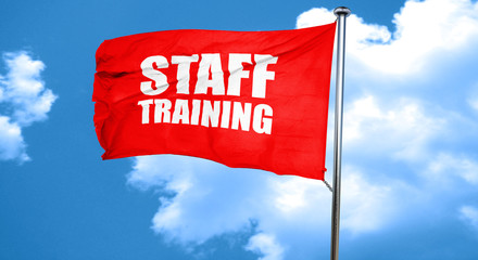 staff training, 3D rendering, a red waving flag