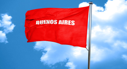 buenos aires, 3D rendering, a red waving flag