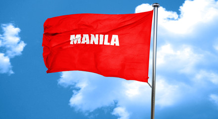 manila, 3D rendering, a red waving flag