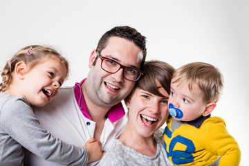 beautiful woman with her family laughing