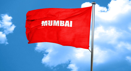 mumbai, 3D rendering, a red waving flag