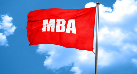 mba, 3D rendering, a red waving flag