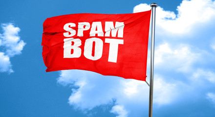 spam bot, 3D rendering, a red waving flag