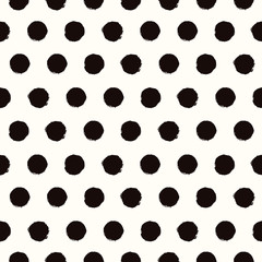 Polka dot black and white painted seamless pattern