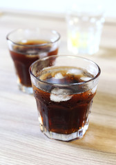 Glass of cola with ice