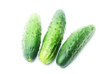 Fresh cucumbers isolated on white