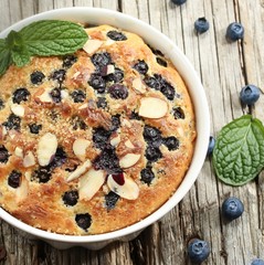 Blueberry pudding caketop down view