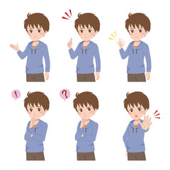 男性　ポーズセット　イラスト