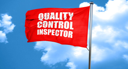 quality control inspector, 3D rendering, a red waving flag
