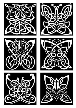 Tribal tattoos with celtic ornamental butterflies