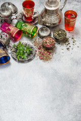 Tea with leaves. Herbal tea. Oriental hospitality