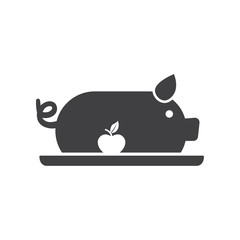 Pig with apple icon.