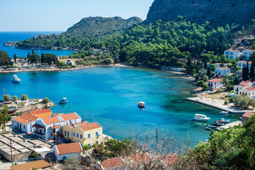 View over Gre  ek islands Kastelorizo and the sea from the ancient fortress
