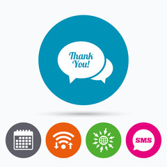 Speech bubble thank you icon. Customer service.