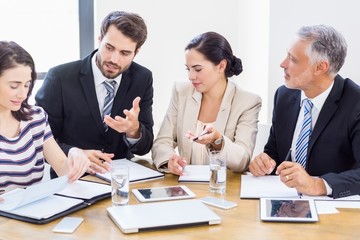 Workers are talking to each other 