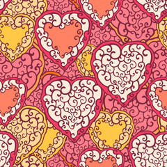 Fototapeta na wymiar Seamless pattern with doodle hearts