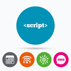 Script sign icon. Javascript code symbol.