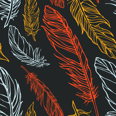 Seamless pattern with feathers