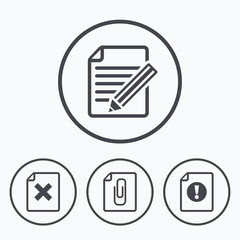 File attention icons. Exclamation signs.