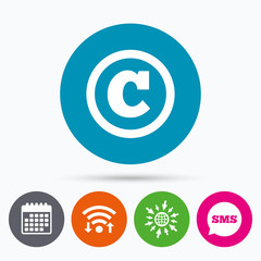 Copyright sign icon. Copyright button.