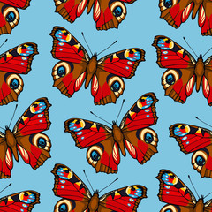Obraz premium Seamless pattern with peacock butterflies