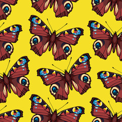 Seamless pattern with peacock butterflies