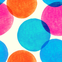 Seamless pattern with painted watercolor circles