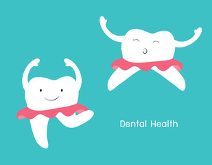 Cute tooth cartoon. tooth girl character vector illustration.