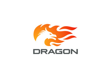 Dragon Fire Flame Logo vector Negative space Logotype icon