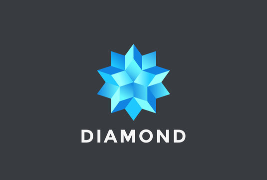 Diamond Blue Star Abstract Logo Design Vector Gem Jewelry Symbol