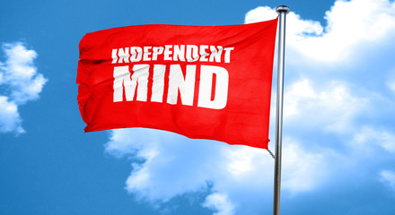 independent mind, 3D rendering, a red waving flag